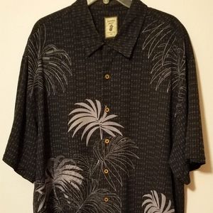 Jamaica Jaxx Vintage Mens 100% Silk Black&Gray Hawaiian Camp Shirt  XXL NWOT